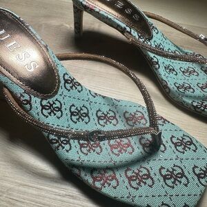 Guess Mayan rhinestone thong kitten heel